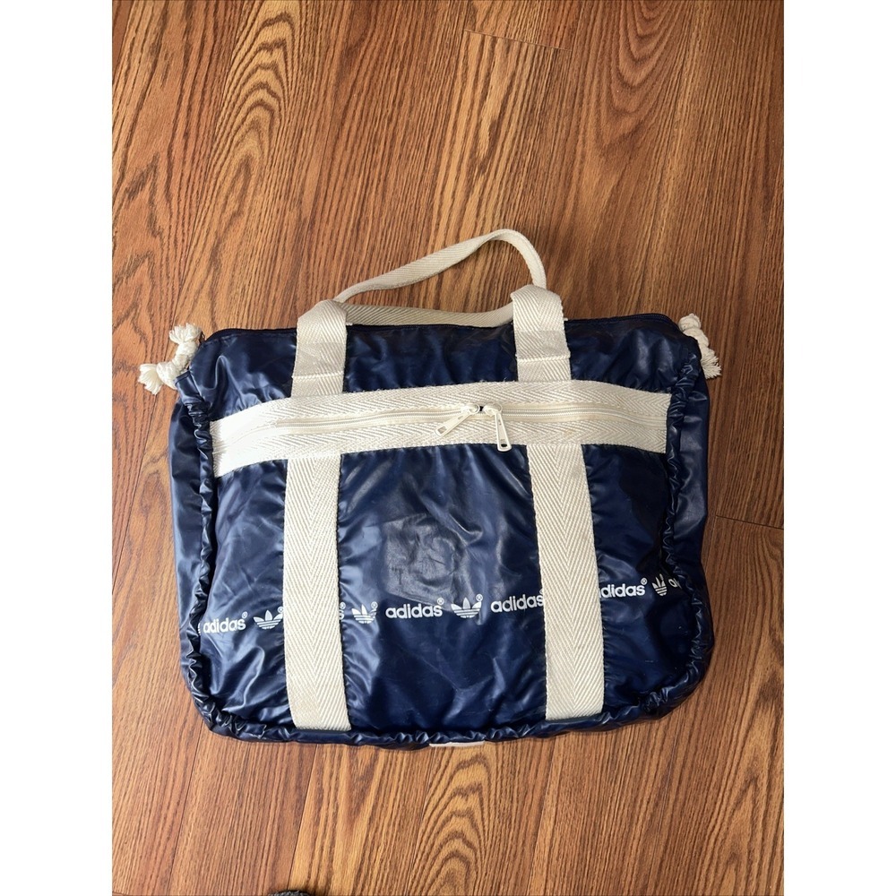 Vintage 70S / 80S Adidas Bag Shopper‎ Beach Bag Blue White 1.78Z